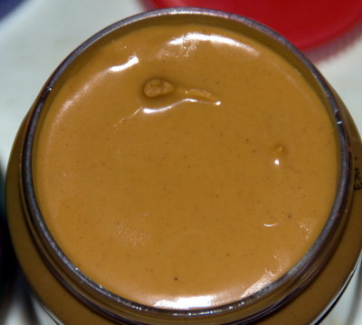 Top surface of a jar of Fifty50 peanut butter