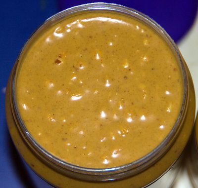 Top surface of a jar of Jif Extra Crunchy peanut butter