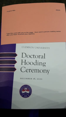 Clemson December 2020 Doctoral Hooding Ceremony