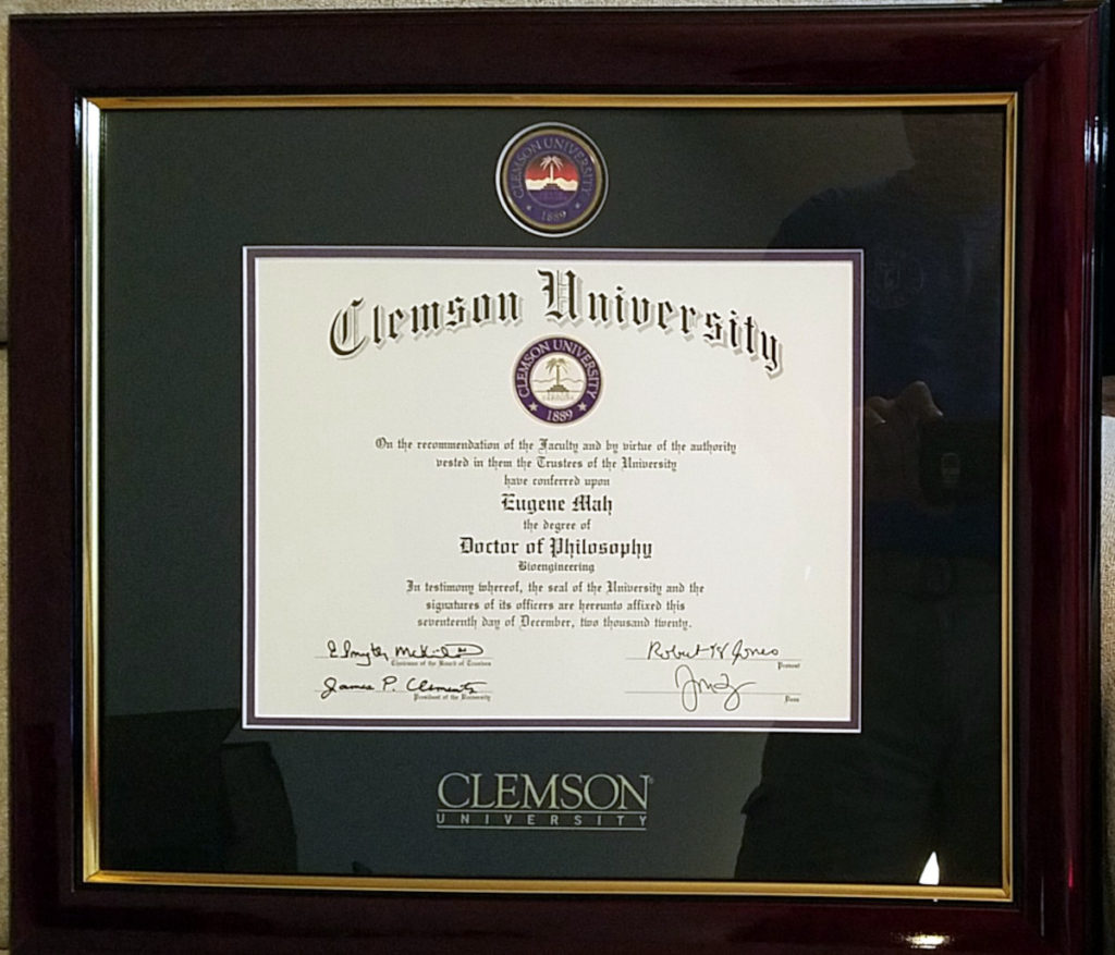 PhD diploma in a nice frame